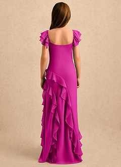 Azazie Ada Girls Formal Robe Demoiselle D'honneur Fillette Robe Fourreau en Mousseline de soie Drapé Fuchsia image2