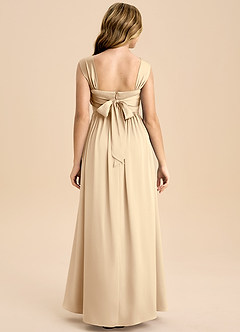 Azazie Hattie Junior Abito A-Line in Raso Elasticizzato Plissettato Champagne image2