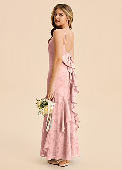 Azazie Lioren Junior Vestido Rosa Empolvado de Devorado Floral de Corte Sirena con Drapeado image3