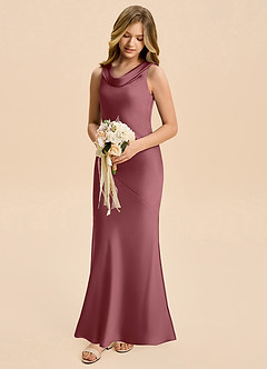 Azazie Rylina Junior Desert Rose Mermaid Stretch Satin Dress image1