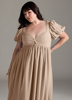 Azazie Madisynn Maternity Bridesmaid Dresses Bow Chiffon Floor-Length Dress image9