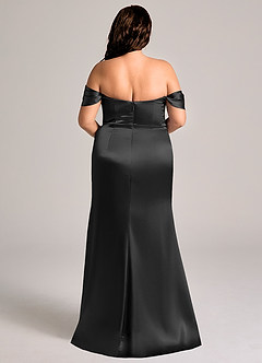 Azazie Saige Vestidos de damas de honor Vestido de Negro de Satén Metálico de Corte Recto Convertible con Vestidos sin tirantes image10