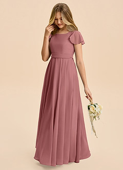Azazie Cady Junior Amethyst A-Line Pleated Chiffon Dress image5