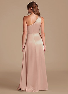 Azazie Brooke Bridesmaid Dresses English Rose A-Line One Shoulder Metallic Satin Dress image7