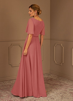 Azazie Tricia Mother of the Bride Dresses Antique Rose A-Line V-Neck Pleated Chiffon Dress image2