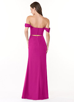 Azazie Lynnie Robes de demoiselle d'honneur Robe Sirène Convertible en Mousseline de soie Épaule décolletée Fuchsia image3