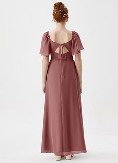 Azazie Chloe Junior Dusty Blue A-Line Sweetheart Neckline Chiffon Dress image2