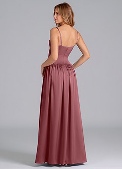 Azazie Kirby Bridesmaid Dresses Desert Rose A-Line Stretch Satin Dress image5