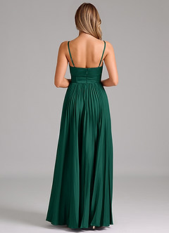 Azazie Akiko Abiti da Damigella Abito A-Line in Raso Elasticizzato Scollo a Cuore Smeraldo image2