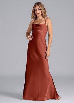 Azazie Seema Bridesmaid Dresses Terracotta Mermaid Corset Stretch Satin Dress image4