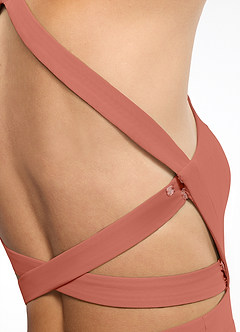 Azazie Clarice Abiti da Damigella Abito A-Line in Chiffon con Scollo Halter Argilla image7