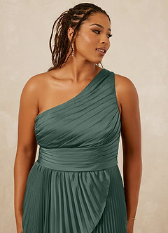 Christian Siriano Bridal for Azazie 1008 Bridesmaid Dresses Sea Moss A-Line One Shoulder Stretch Satin Dress image12
