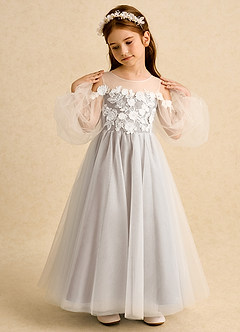 Azazie Zimi vestidos de niña de las flores Vestido de Escarcha de Tul de Princesa con Escote de Corazón image3
