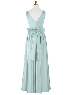 Azazie Hathaway Junior Mist A-Line Bow Stretch Satin Dress image6