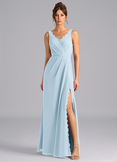 Azazie Bernice Abiti da Damigella Abito A-Line in Chiffon Plissettato Azzurro image4