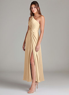 Azazie Brooke Suknie dla druhen Linia A Jedno ramię Satyna elastyczna Długość kostki Sukienka image5