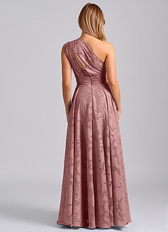 Azazie Charlize Venta Final Vestido de Rosa Polvorienta de Devorado Floral de Corte en A con Hombro unilateral image2