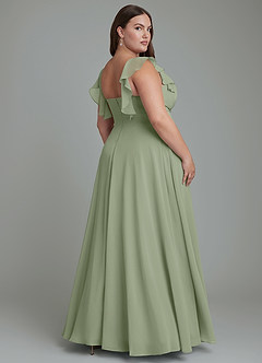 Azazie Leilani Bridesmaid Dresses Pistachio A-Line Pleated Chiffon Dress image3