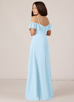 Azazie Juna Junior Sky Blue A-Line Off the Shoulder Chiffon Dress image5