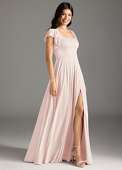 Azazie Bondi Bridesmaid Dresses Rose Petal A-Line Ruched Mesh Dress image6