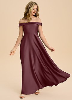 Azazie Sissy Junior Vestido de Sangrado de Satén Elástico de Corte en A con Vestidos sin tirantes image5