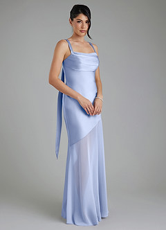 Azazie Piper Robes de demoiselle d'honneur Robe Sirène en Satin extensible Plissée Eis image7