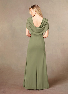 Azazie Luisa Mother of the Bride Dresses Pistachio Mermaid V-Neck Pleated Mesh Dress image2