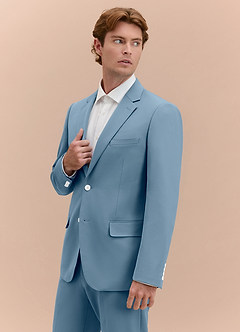 front James Light Blue Structured Stretch Suit Jacket