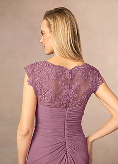 Azazie Jovie Mother of the Bride Dresses Vintage Mauve A-Line Lace Dress image5