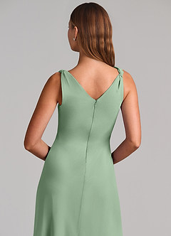 Azazie Nerine Brudtärnklänningar Klä av A-Linje i Chiffong Plisserad Matcha image7