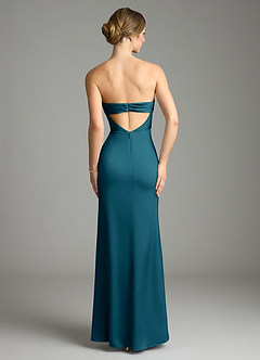 Azazie Leonis Bridesmaid Dresses Ink Blue Mermaid Pleated Stretch Satin Convertible Dress image2