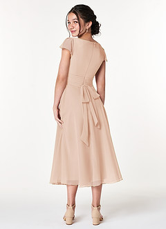 Azazie Payton Junior English Rose A-Line Bow Chiffon Dress image2