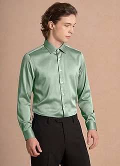 front Julian Agave Stretch Satin Dress Shirt
