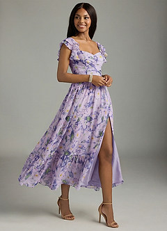 Azazie Anaya Bridesmaid Dresses Lilac Bloom A-Line Sweetheart Neckline Chiffon Dress image3