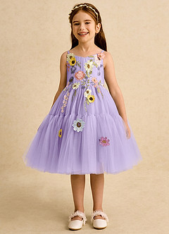 Azazie Osea vestidos de niña de las flores Vestido de Lila de Tul de Princesa con Plisado image4