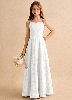 Azazie Jaella Girls Formal Flower Girl Klänningar Klänning A-Line i Blommig Utbrändhet Plisserad image4