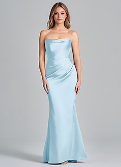 Azazie Olea Final Sale Sky Blue Mermaid Strapless Stretch Satin Convertible Dress image3