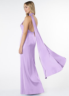 Azazie Kaylani Final Sale Lilac Mermaid High Neck Stretch Satin Dress image4