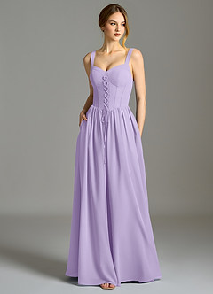 Azazie Porscha 신부 들러리 드레스 A라인 스윗하트 네크라인 쉬폰 바닥 길이 드레스 image1