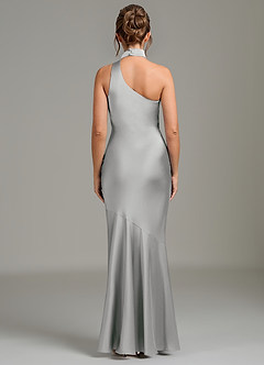 Azazie Jalissa Bridesmaid Dresses Silver Mermaid One Shoulder Stretch Satin Dress image6