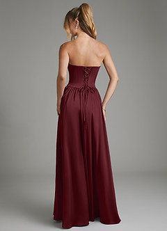 Azazie Arden Bridesmaid Dresses Cabernet A-Line Corset Stretch Satin Dress image2