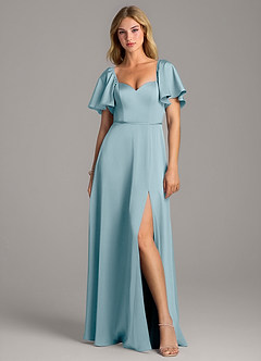 Azazie Chloe Jurken voor bruidsmeisjes Jurk van Stretch Satijn met A-Lijn Sweetheart Halslijn Mystiek Blauw image4