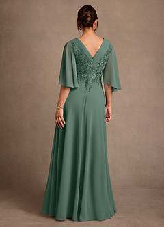 Azazie Tilda Mother of the Bride Dresses Eucalyptus A-Line Lace Chiffon Dress image2