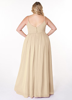 Azazie Rayna Bridesmaid Dresses Champagne A-Line V-Neck Pleated Chiffon Dress image8