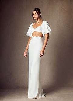 Azazie Karlee Wedding Dresses Diamond White Sheath Sweetheart Neckline Stretch Crepe Dress image6