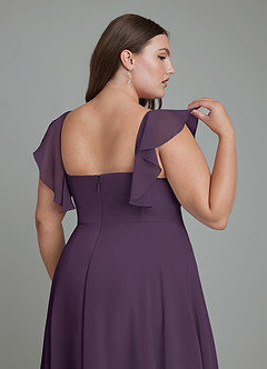 Azazie Leilani Brautjungfernkleider A-Linie Plissee Chiffon Kleid Pflaume image12