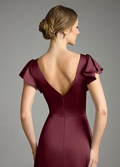 Azazie Omari Bridesmaid Dresses Cabernet A-Line Stretch Satin Dress image7