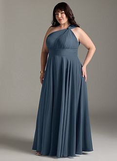 Azazie Charlize Bridesmaid Dresses Neptune A-Line One Shoulder Chiffon Dress image11