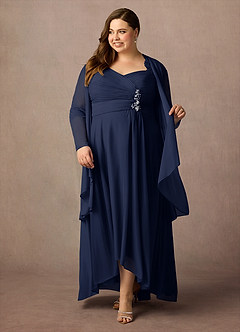 Azazie Anne Mother of the Bride Dresses Dark Navy Sheath Sweetheart Sequins Lace Dress image10