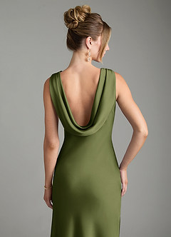 Azazie Aussie Bridesmaid Dresses Olive Sheath Pleated Stretch Satin Dress image6